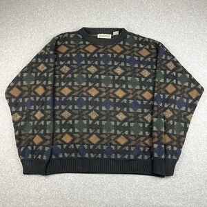 VTG 90s Natural Issue Mens Geometric Knit Sweater XL Fisherman Grunge College